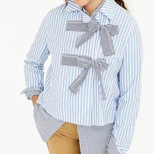 J Crew Bow Front Cropped Long Sleeve